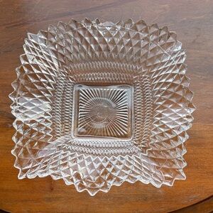 Vintage Indiana Glass ruffled diamond cut candy/nut dish